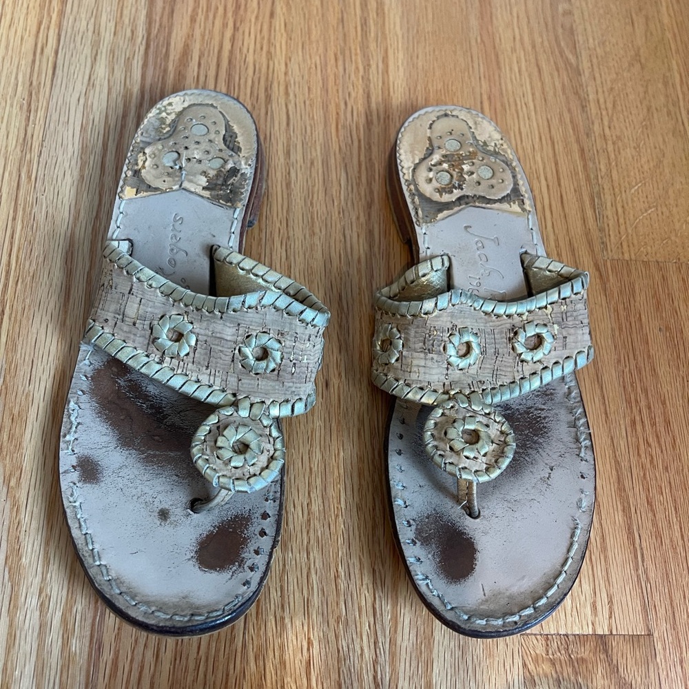 Jack Rogers cork and gold leather Sandals size 8